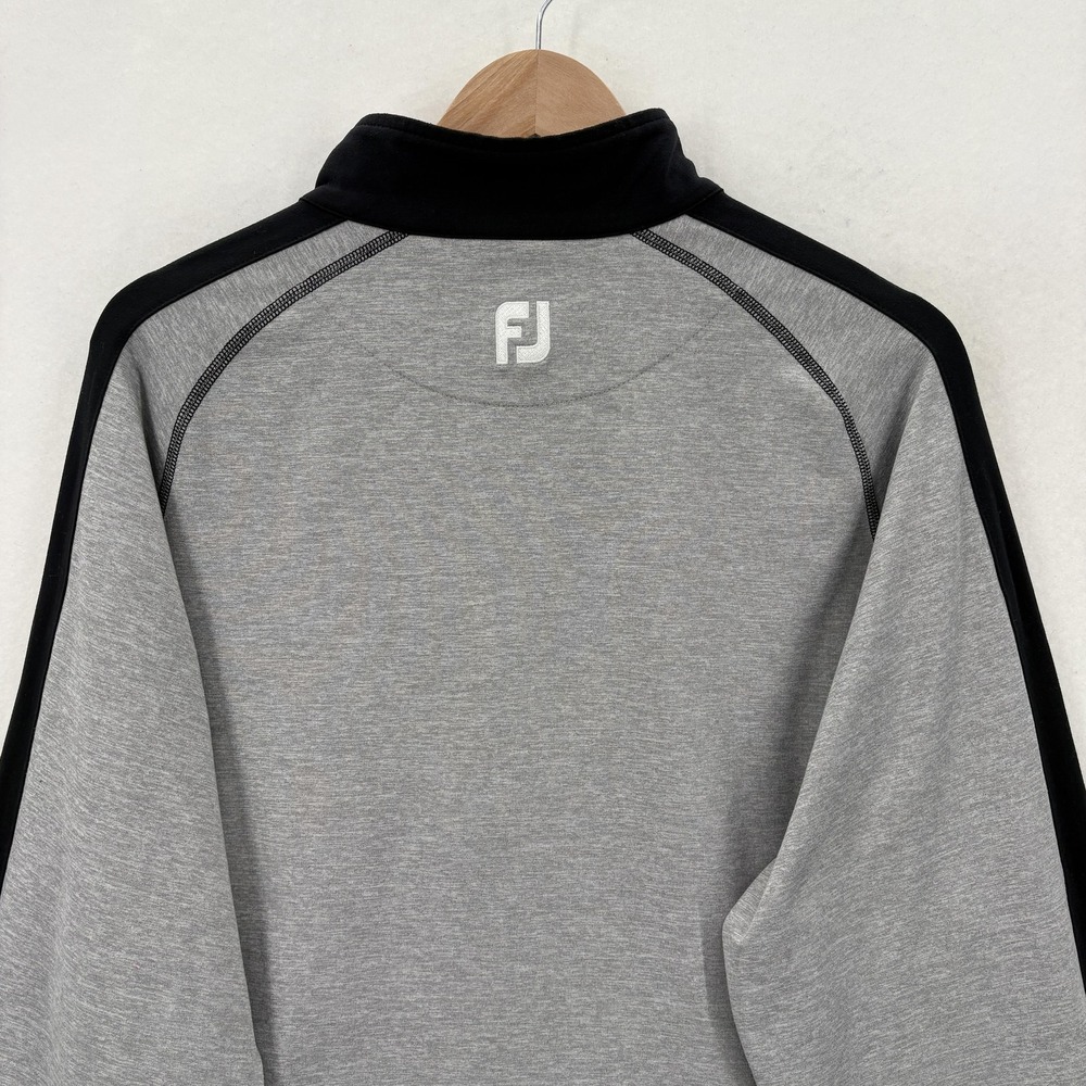 FootJoy Pullover Mens Medium Gray Black Quarter Zip Golf Mock Neck Briar Ridge - Picture 9 of 11